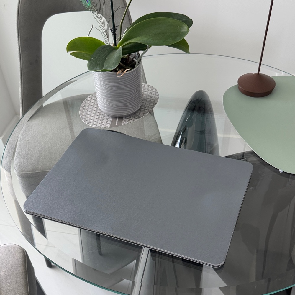 NEW Set of 6 Gray Textured Placemats – Modern Minimalist / Desk Mats